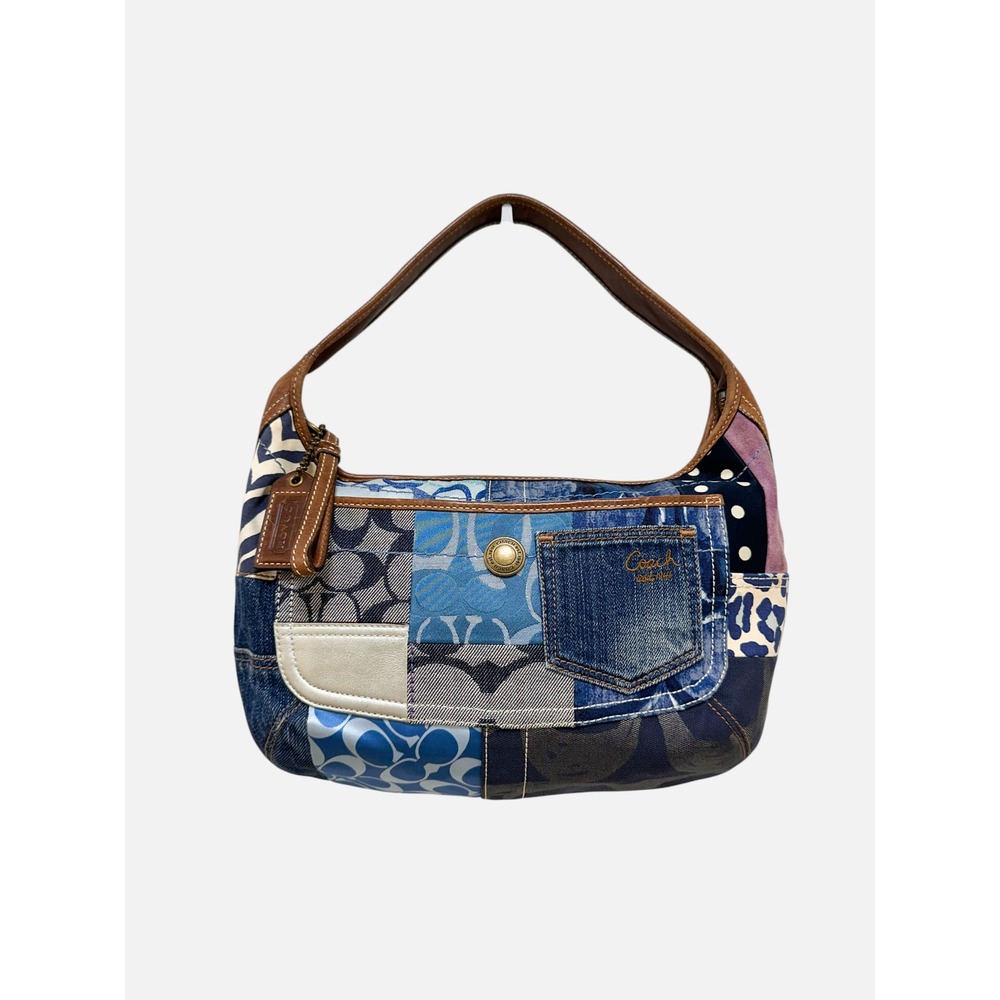 Coach Ergo Patchwork Hobo Blue Denim Jacquard Leather Y2K 10808